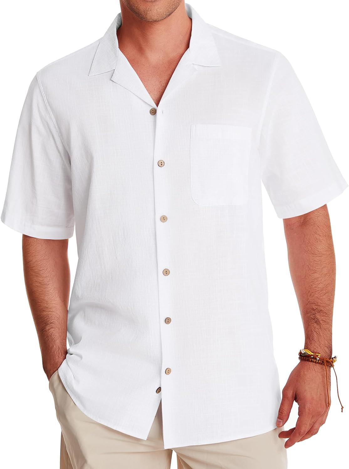 Men's Linen Short Sleeve Button Down Shirts