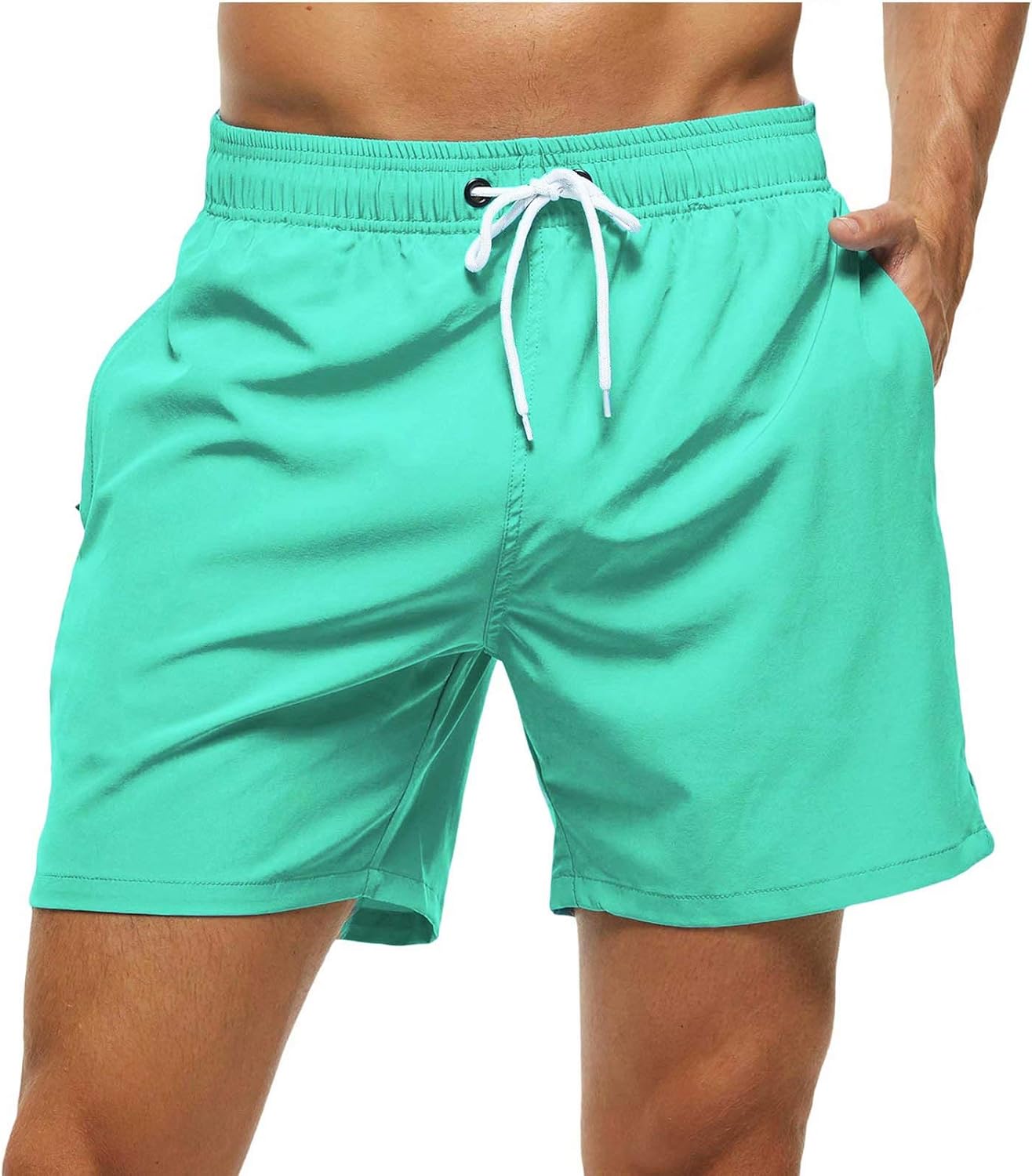 Men's Quick Dry Swim Shorts with Zipper Pockets