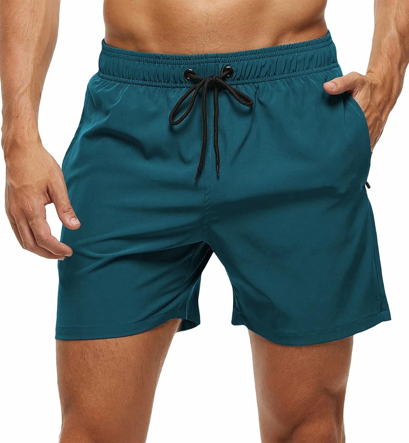 Men's Quick Dry Swim Shorts with Zipper Pockets