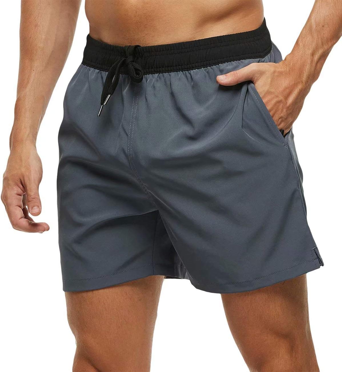 Men's Quick Dry Swim Shorts with Zipper Pockets