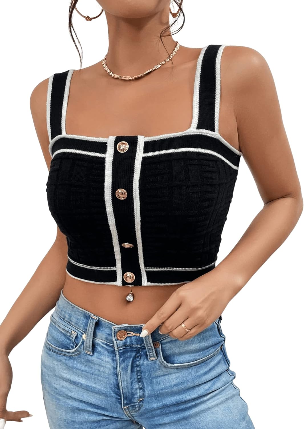 Women's Sleeveless Ribbed Knit Crop Tank Top