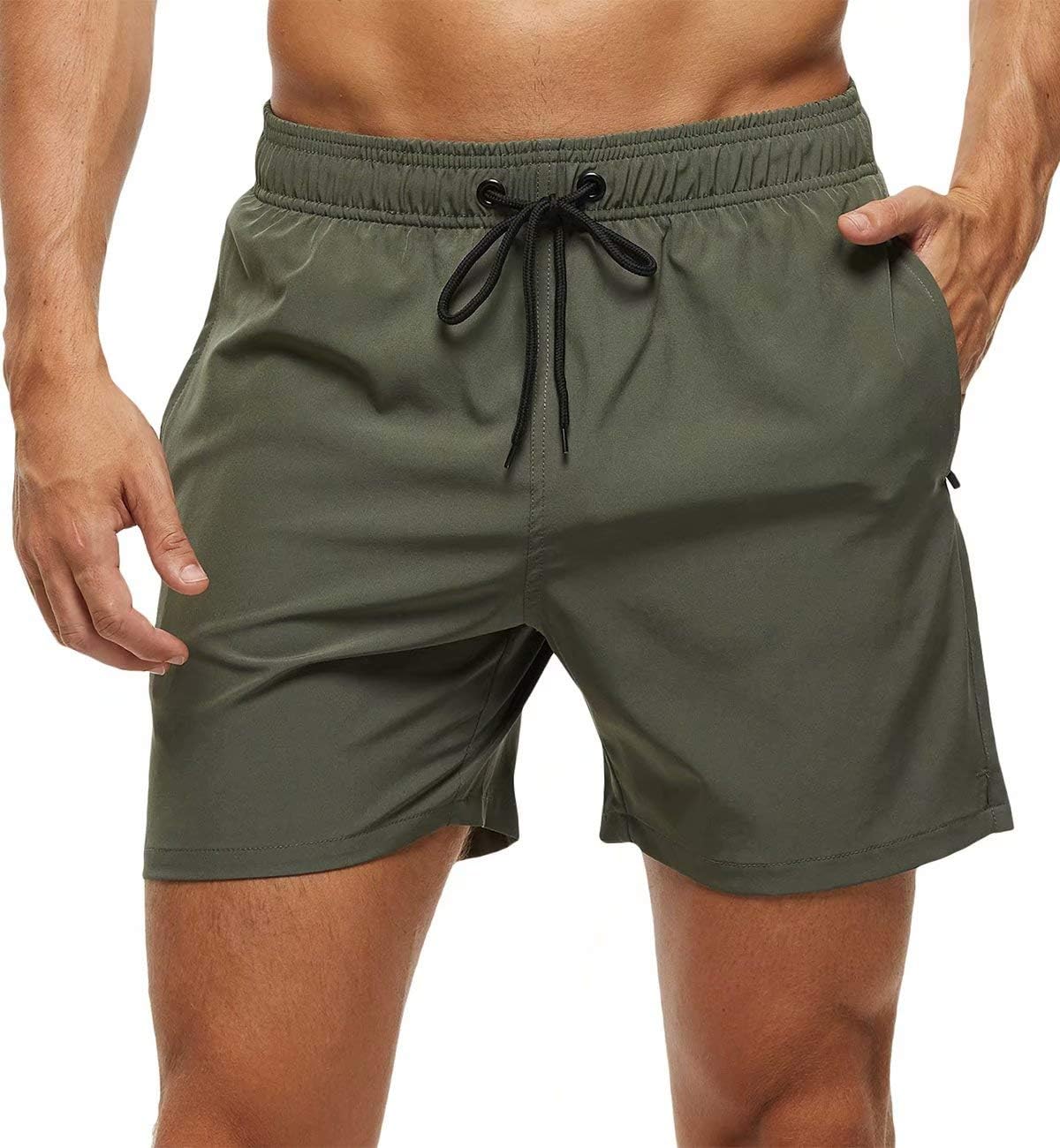 Men's Quick Dry Swim Shorts with Zipper Pockets