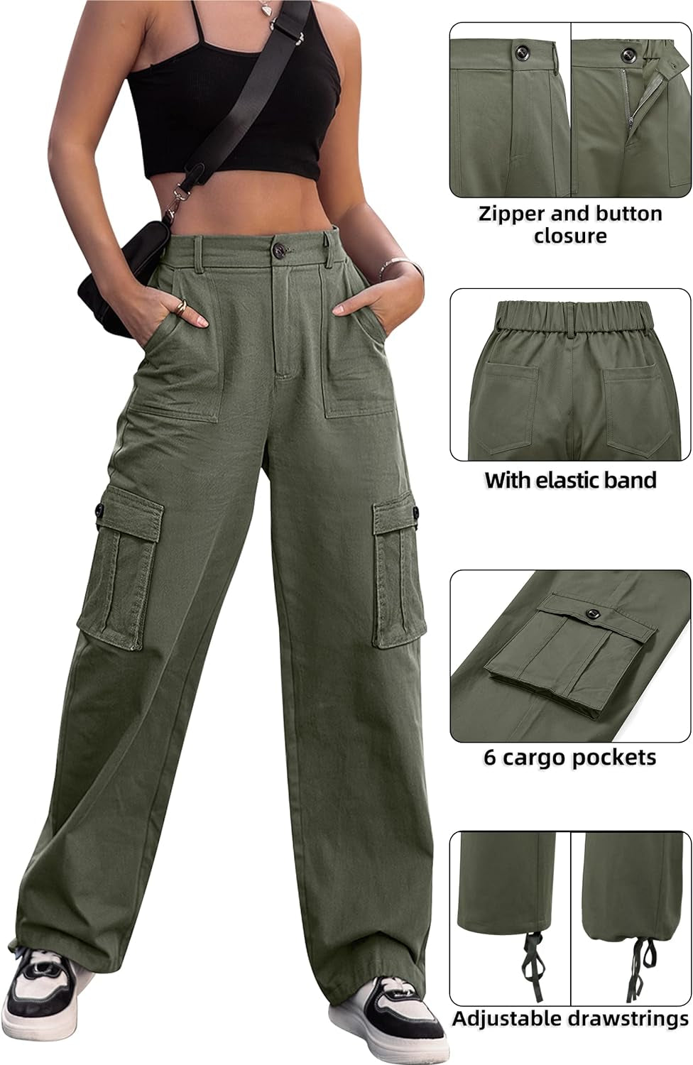 Women High Waisted Cargo Pants 