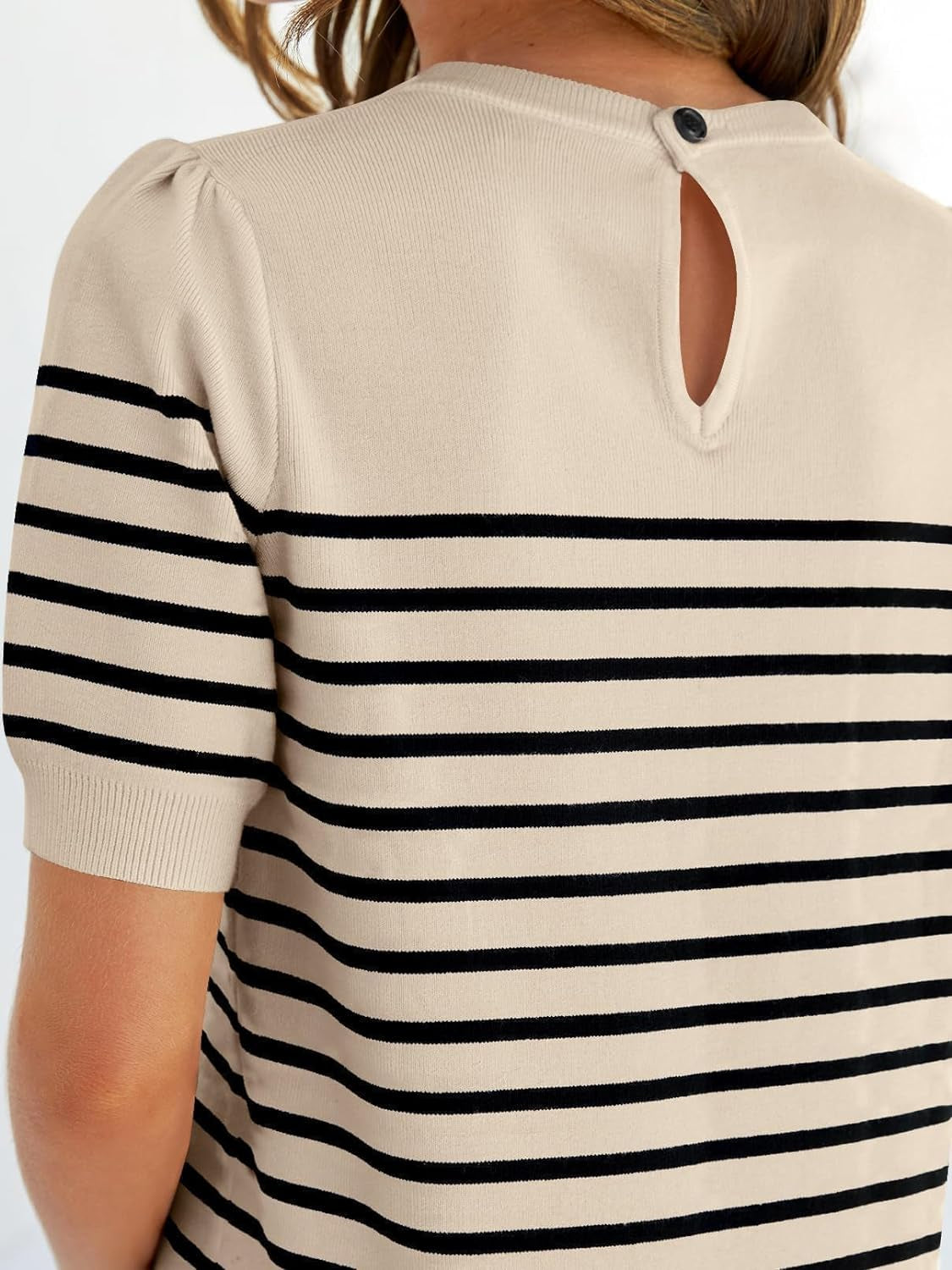 Women's Casual Striped Tops Short Sleeve Crew Neck shirts