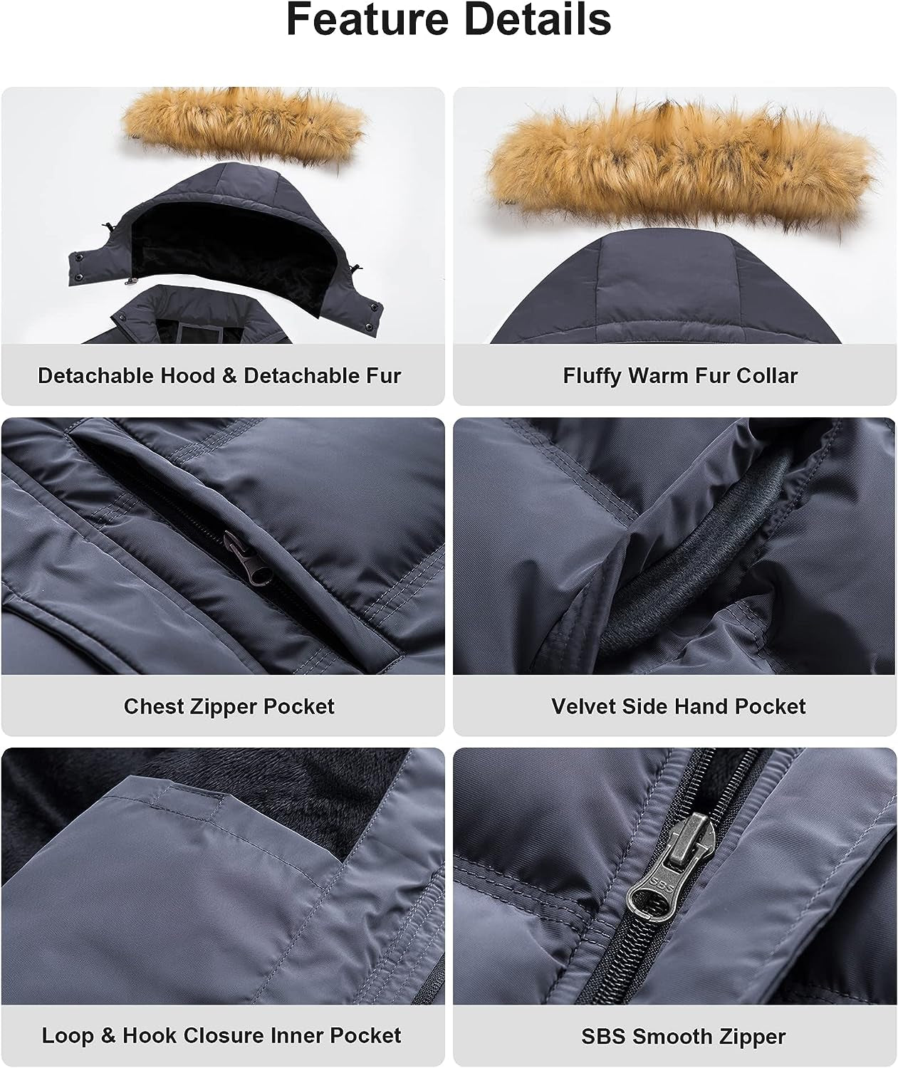 Men's Puffer Jacket Hooded Fur 