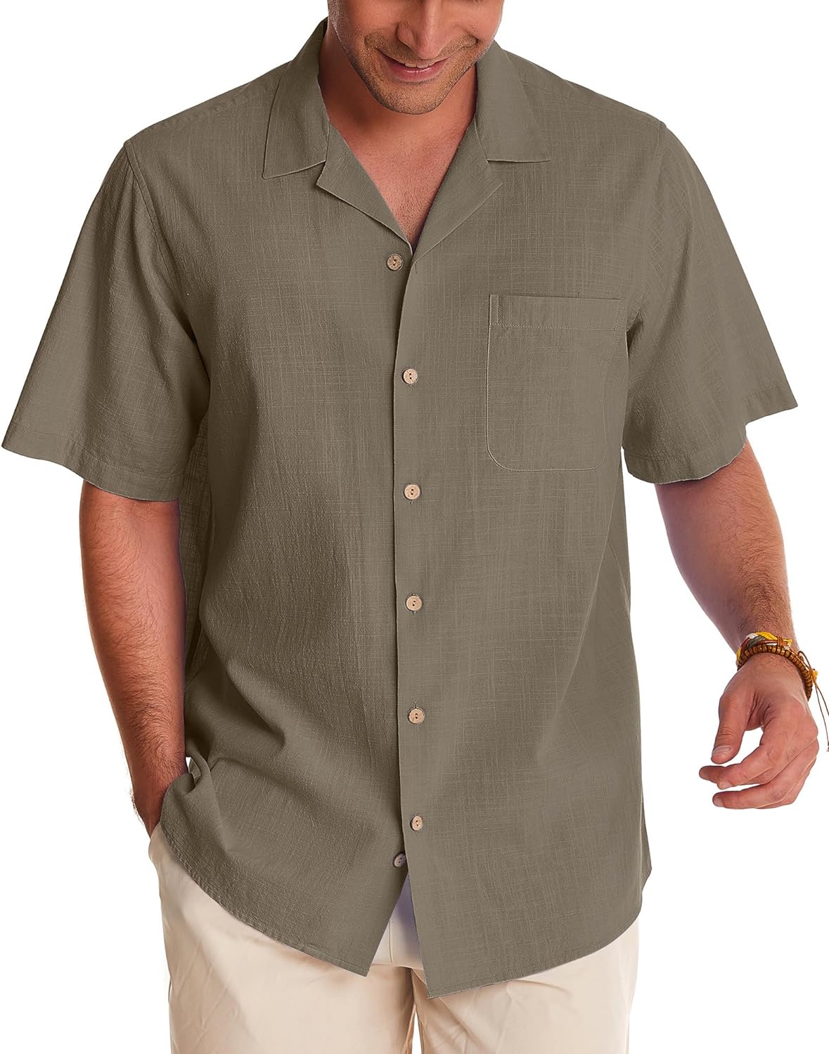 Men's Linen Short Sleeve Button Down Shirts