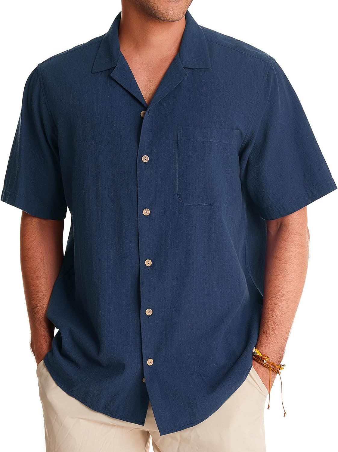 Men's Linen Short Sleeve Button Down Shirts