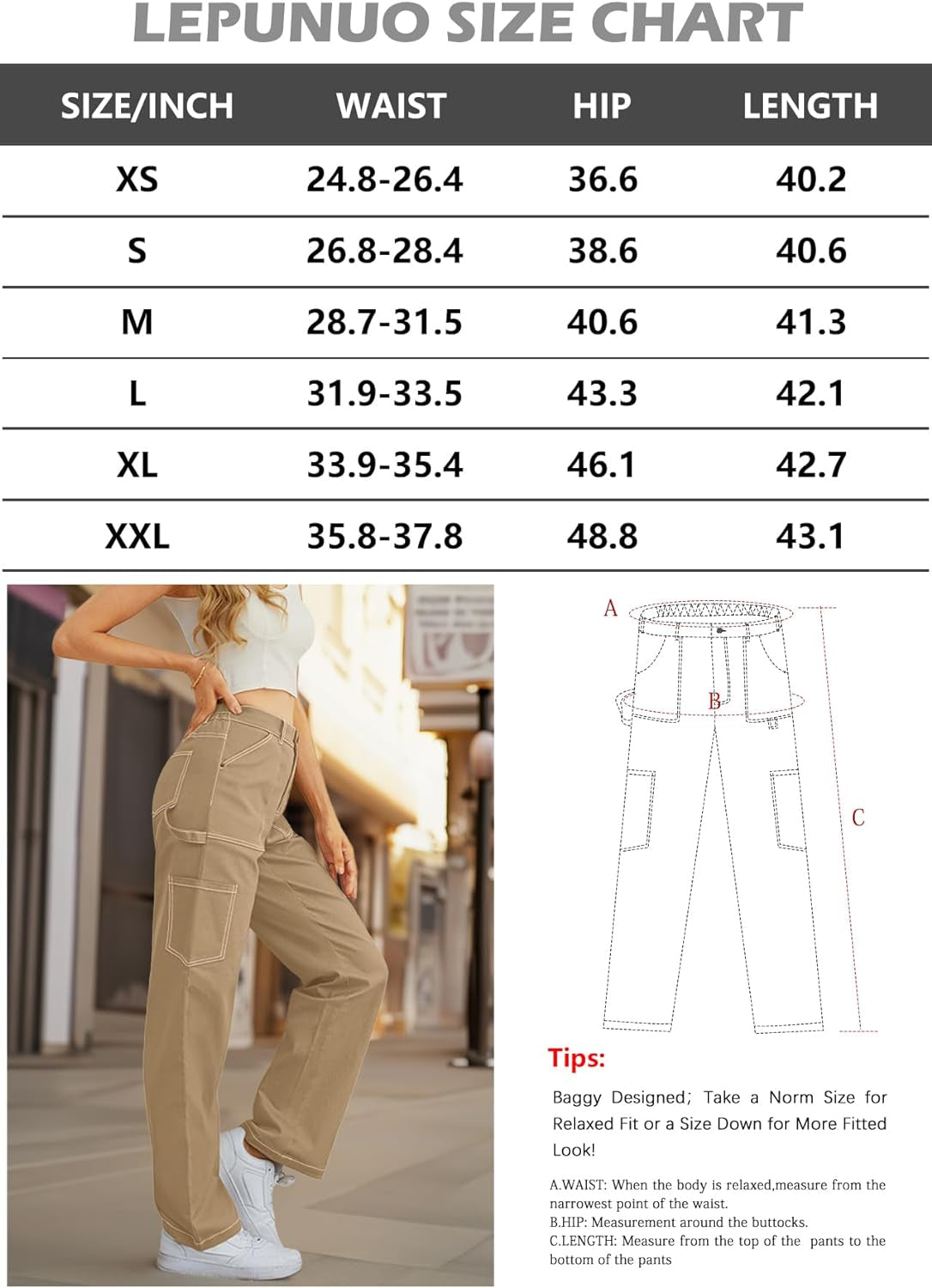 Cargo Pants Women High Waisted Casual Pants 