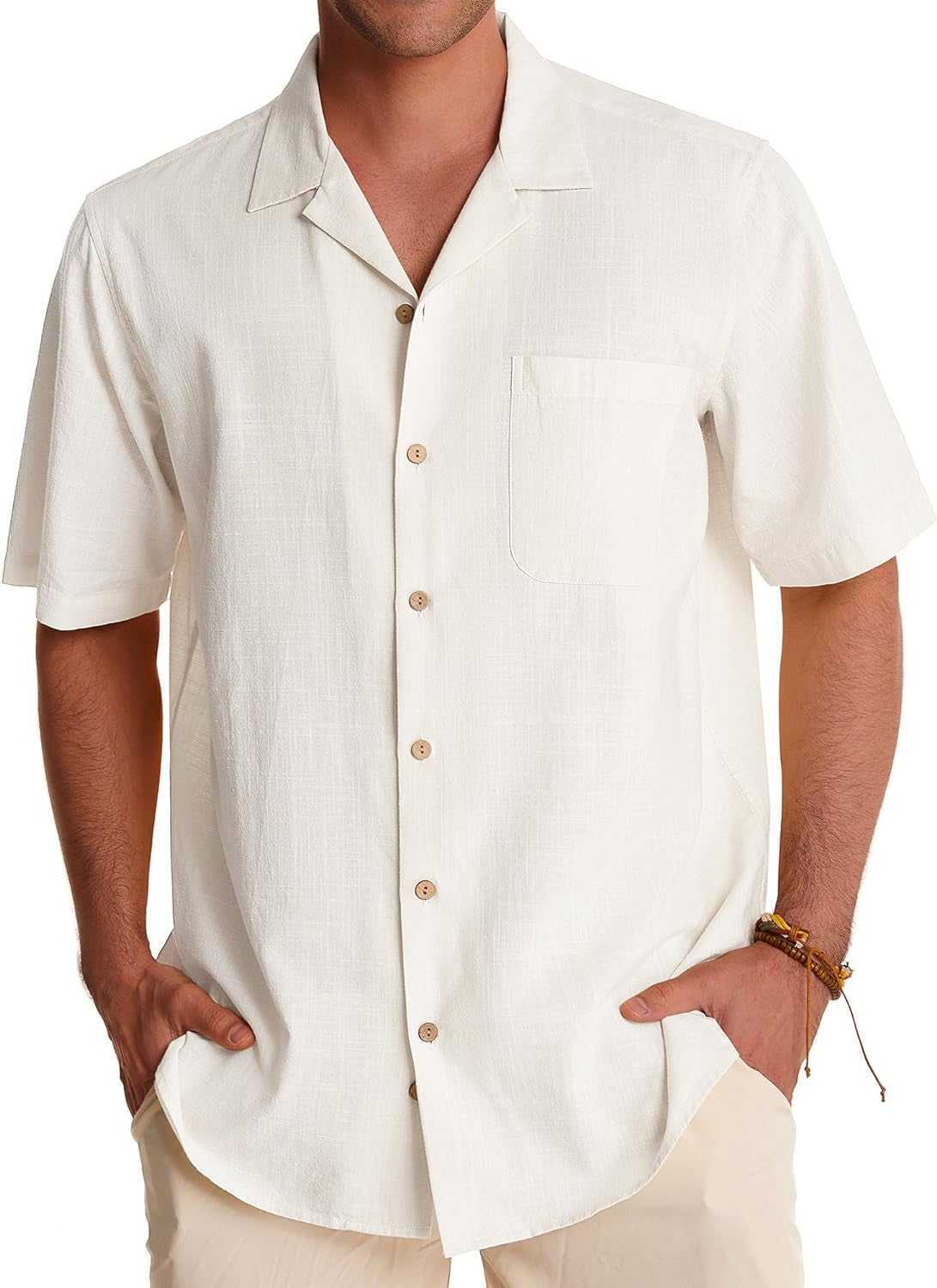 Men's Linen Short Sleeve Button Down Shirts