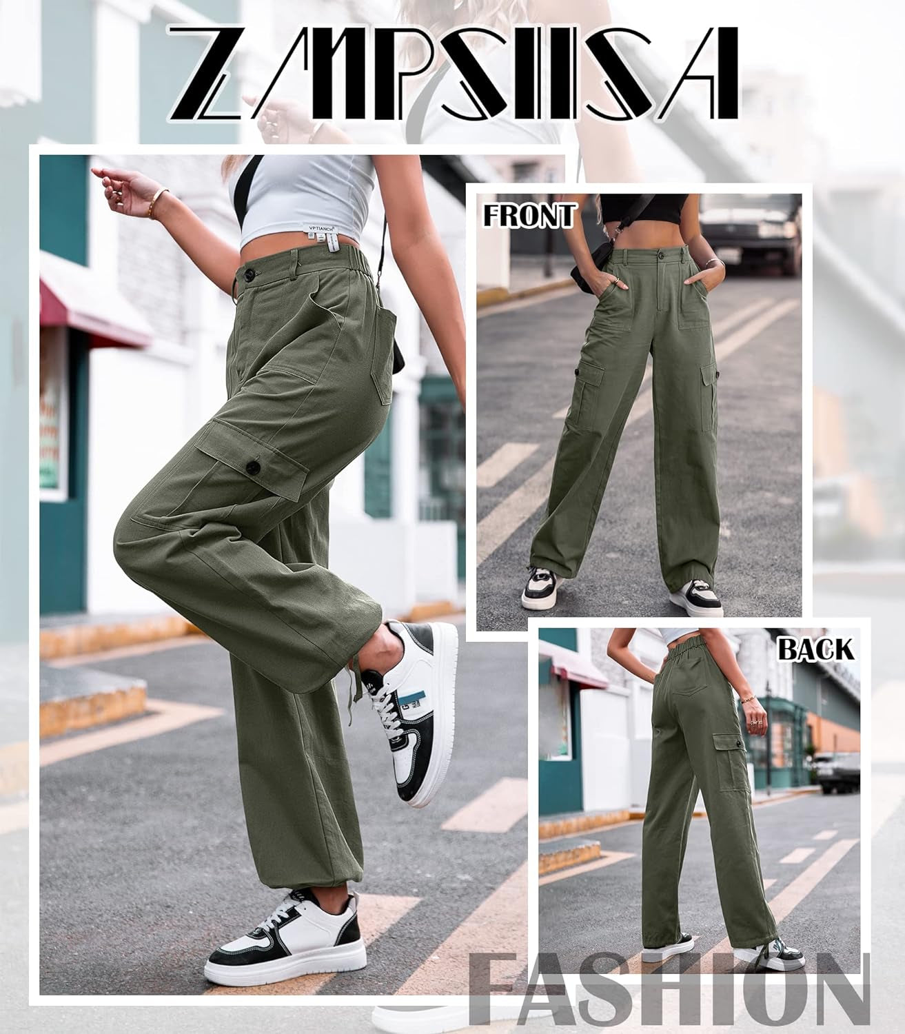 Women High Waisted Cargo Pants 