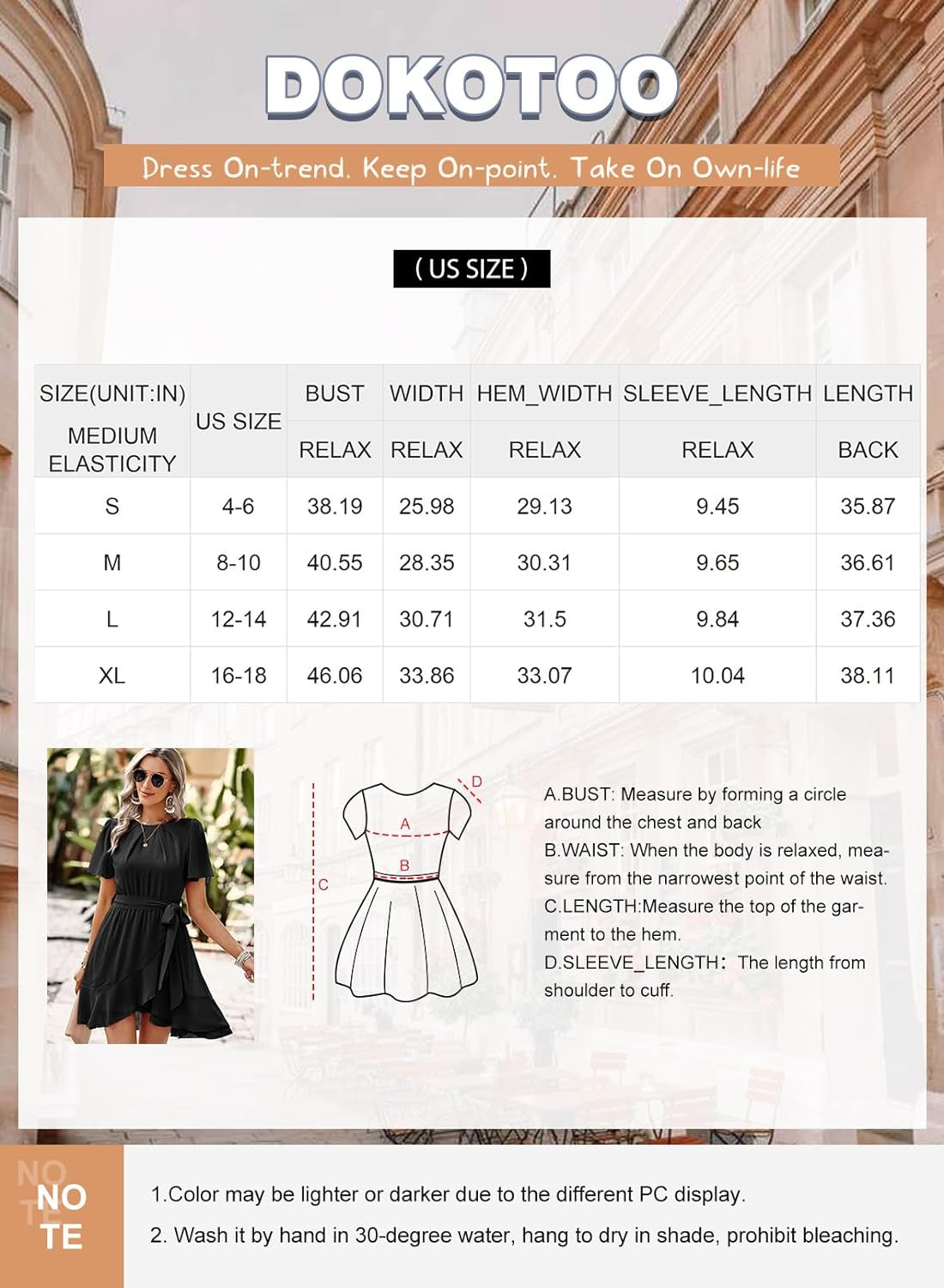 Womens Summer Dresses Crewneck Short Sleeve Waist Tie Ruffle Casual Chiffon A-Line Swing Mini Dress