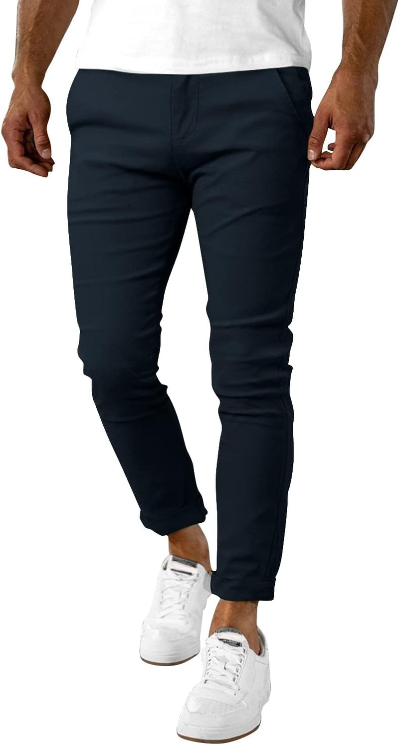 Men's Casual Slim Fit Pants Skinny Stretch Dress Slacks