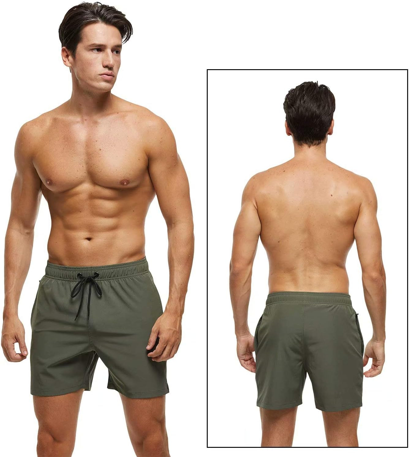 Men's Quick Dry Swim Shorts with Zipper Pockets