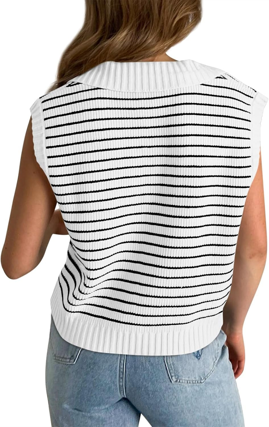 Womens Summer Sweater Vest Cap Sleeve V Neck Top