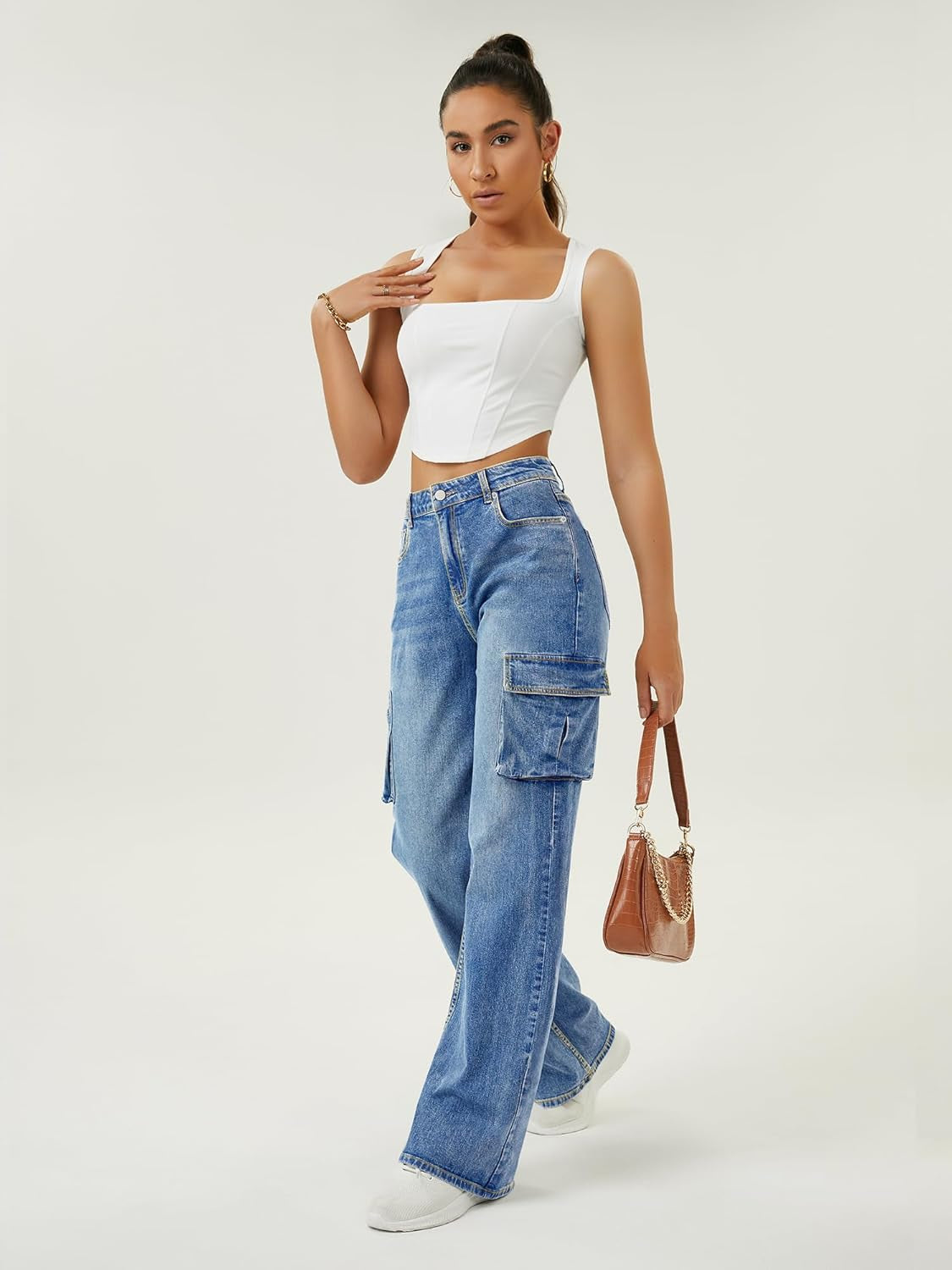  High Waisted Cargo Jean for Women