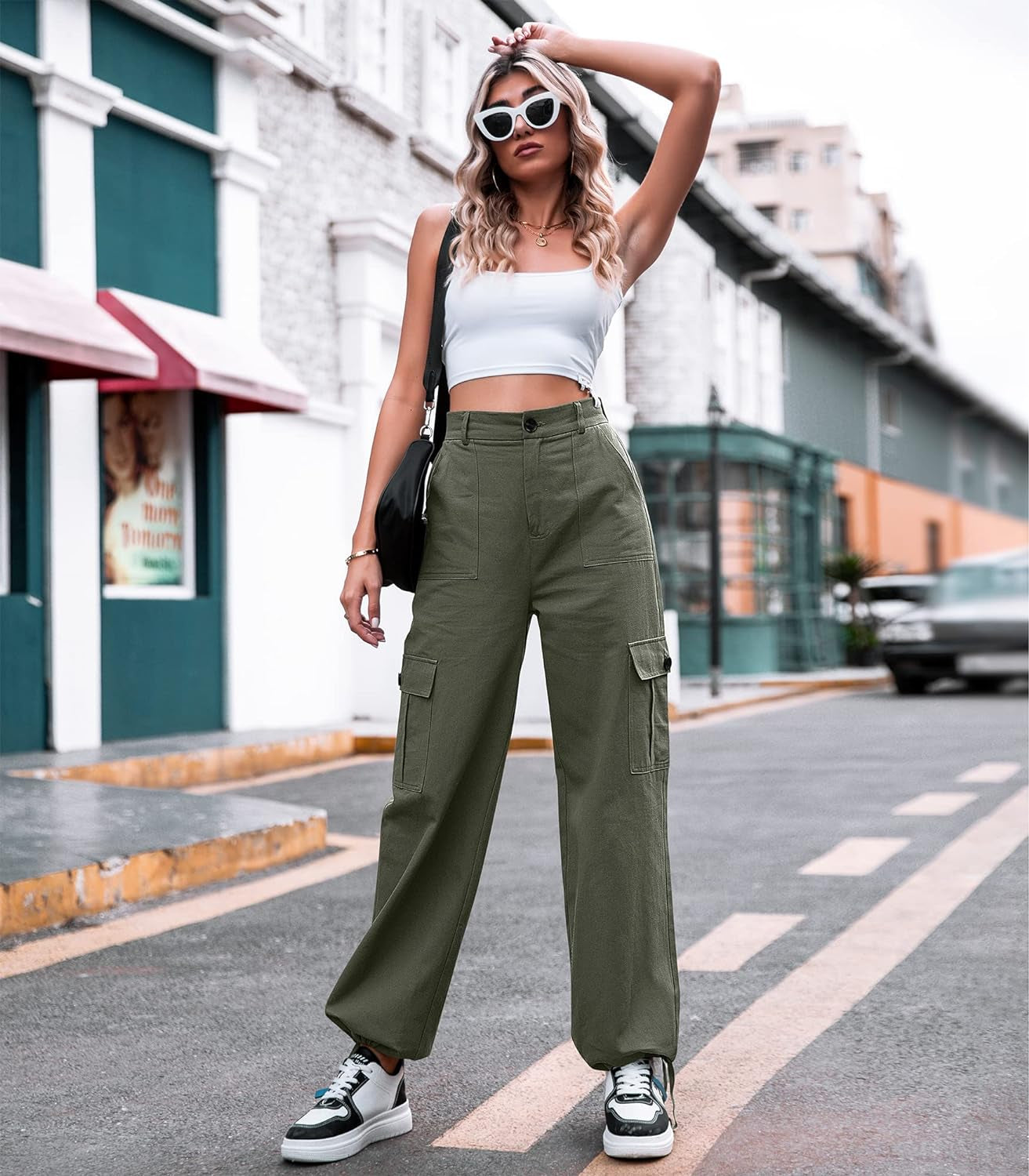 Women High Waisted Cargo Pants 