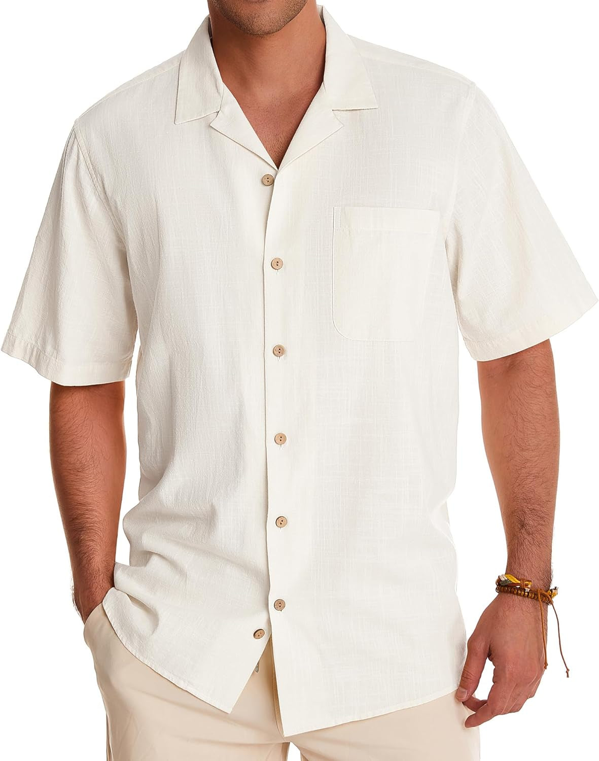 Men's Linen Short Sleeve Button Down Shirts