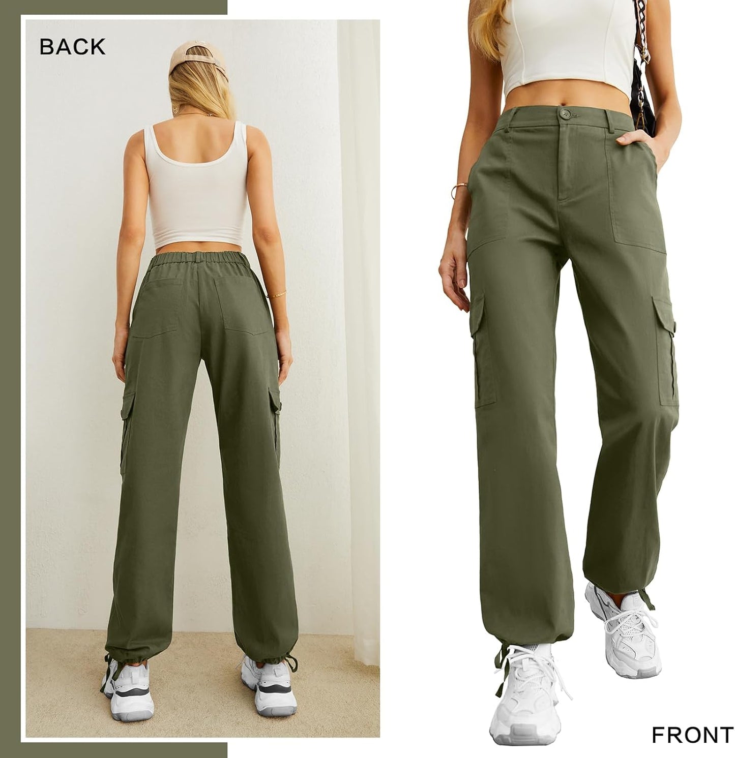 Women's High Waisted Cargo Pants Stretchy Pants 