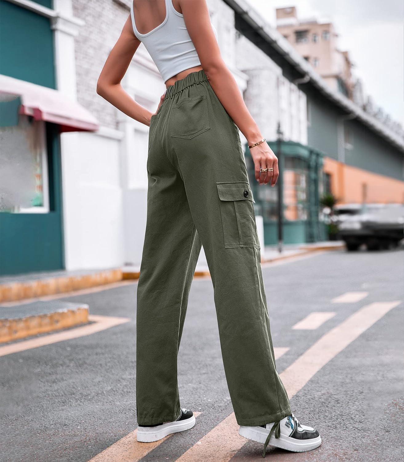 Women High Waisted Cargo Pants 