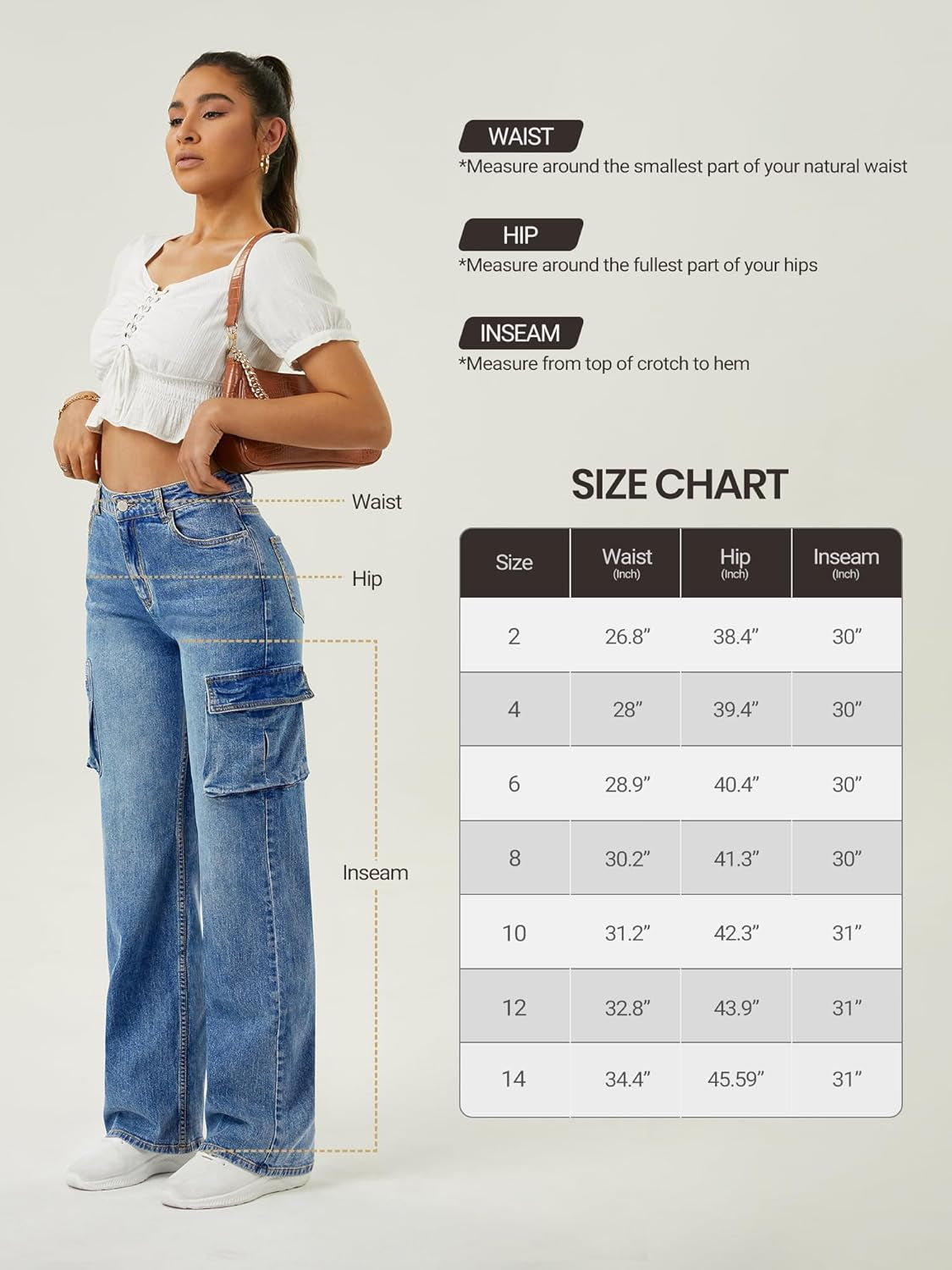  High Waisted Cargo Jean for Women