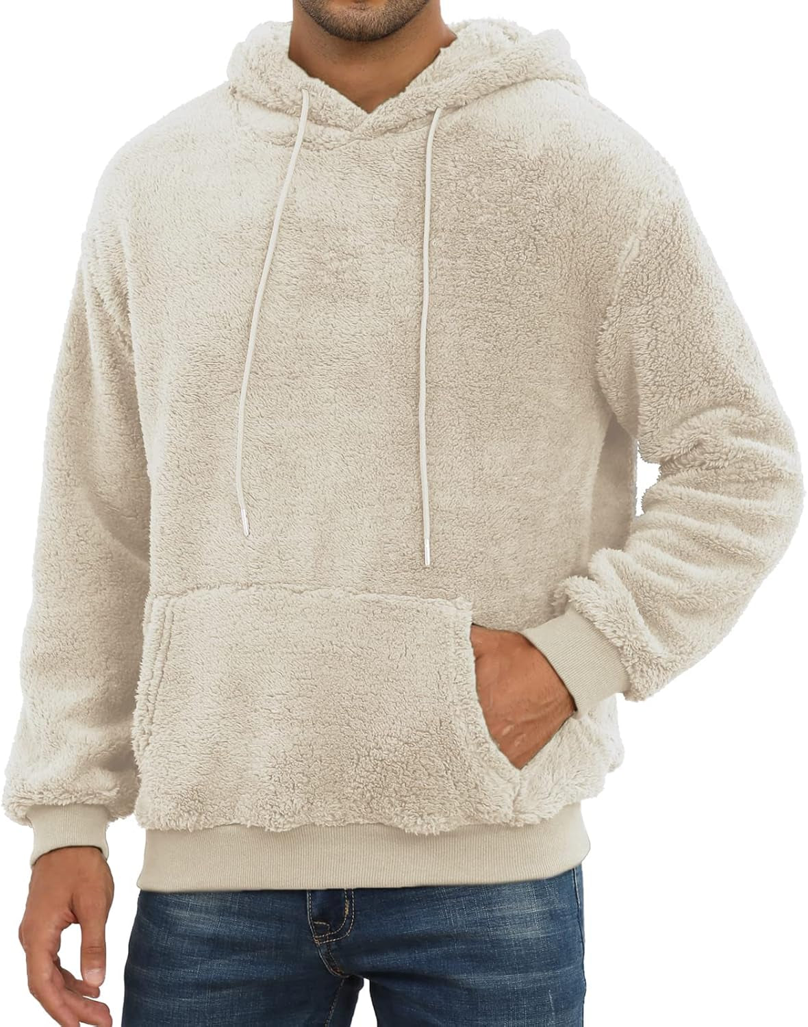 Men's Fuzzy Sherpa Hoodie Pullover Sweatshirts 