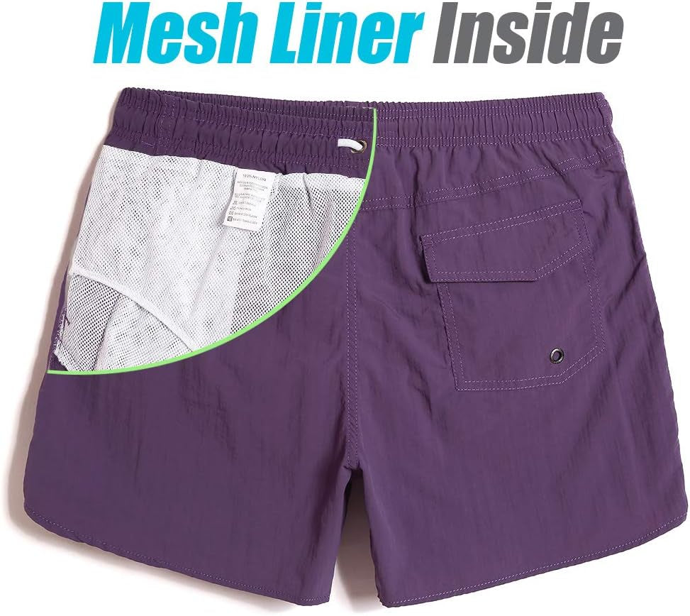 Men's Swim Trunks with Mesh Lining Quick Dry Bathing Suits 