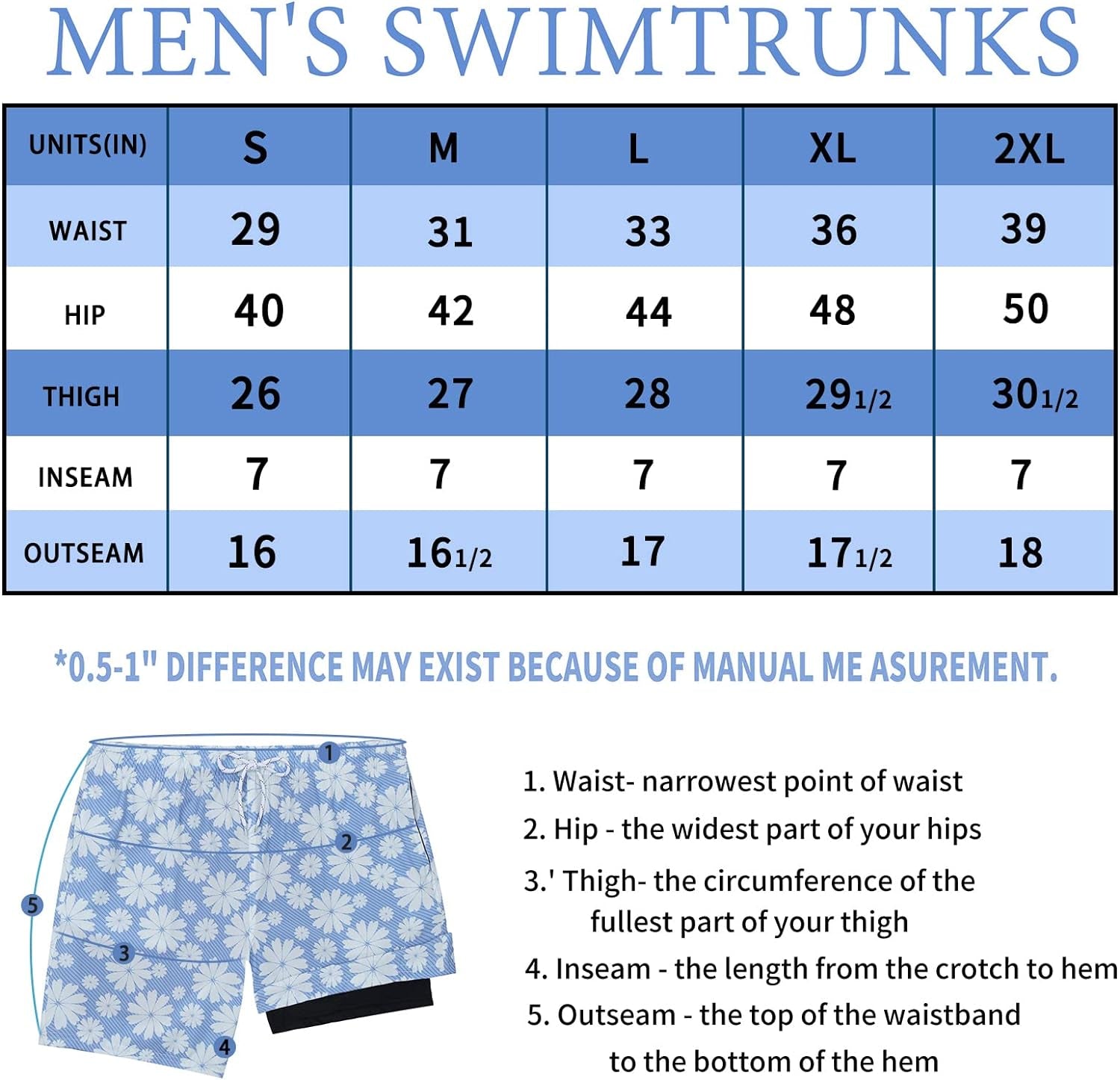 Men's Quick-Dry with Compression Liner 2 in 1 Swim Shorts with Zipper Pockets