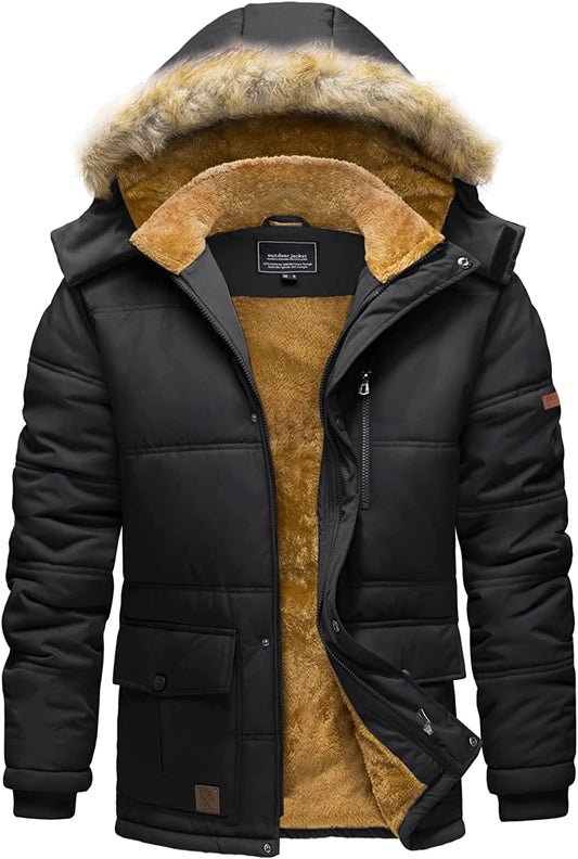 Men's Winter Jacket with Hood Water Repellent Windproof 