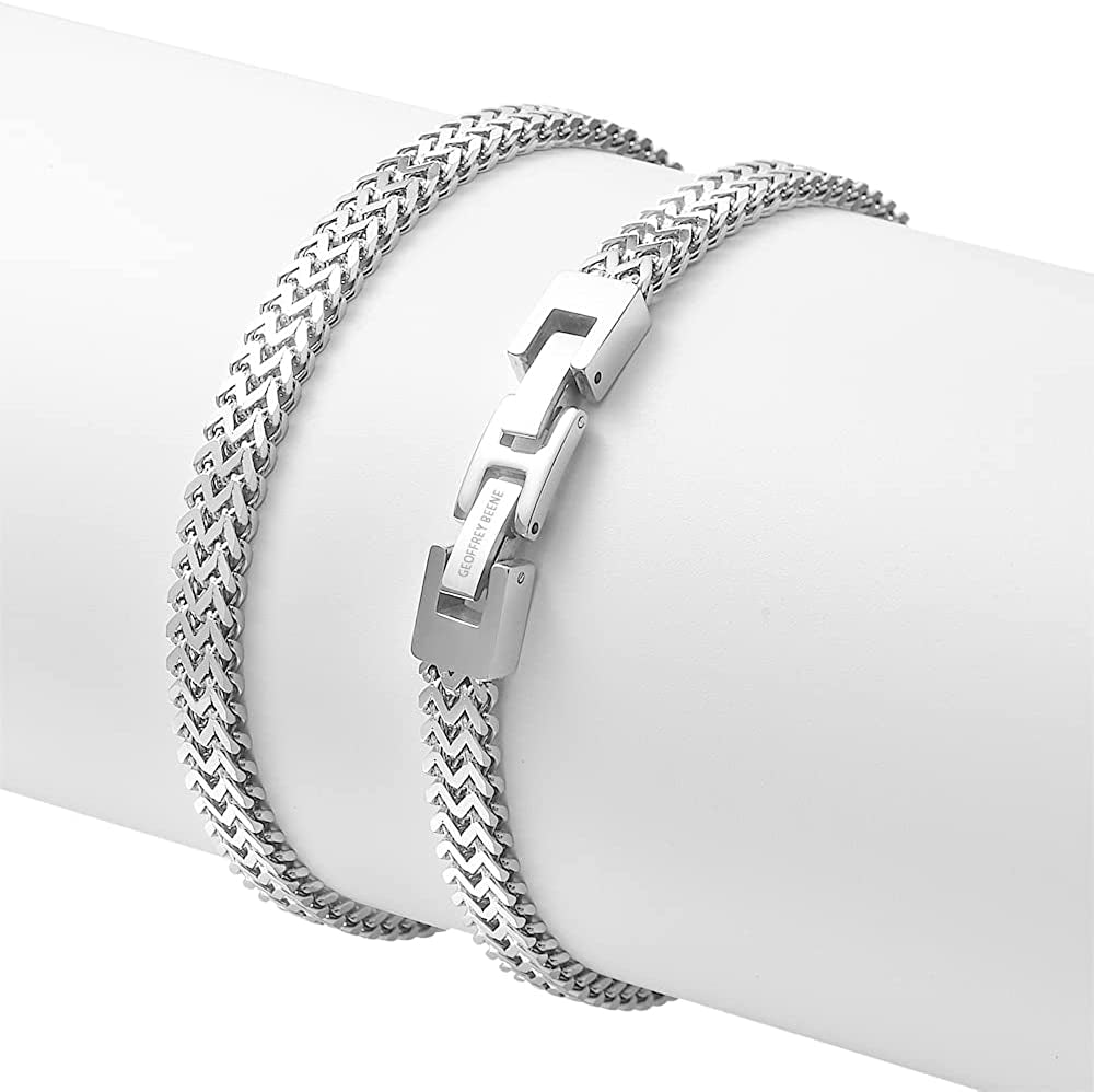 Men’S Stainless Steel Double Franco Chain Bracelet with Extension