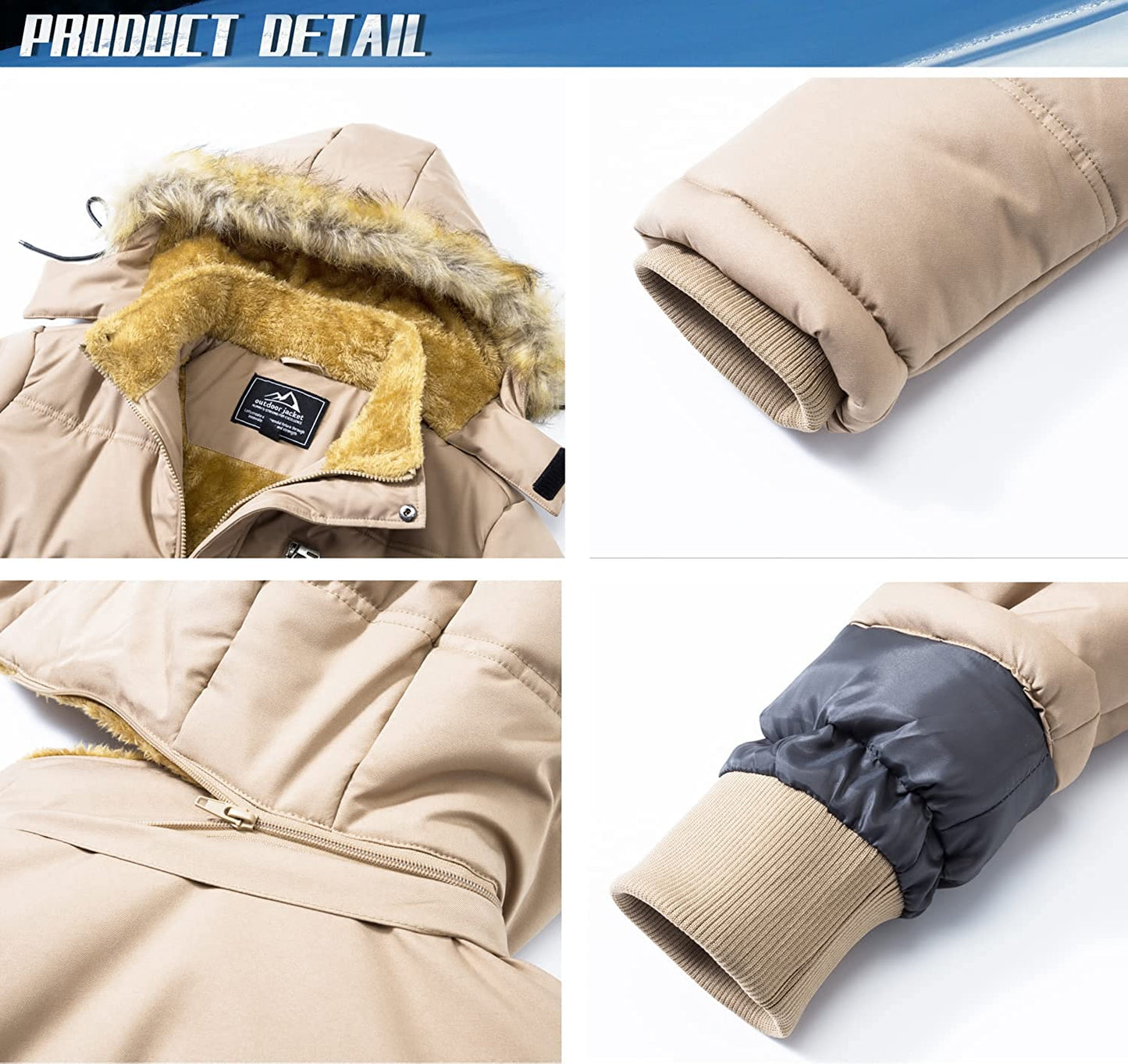 Men's Winter Jacket with Hood Water Repellent Windproof 