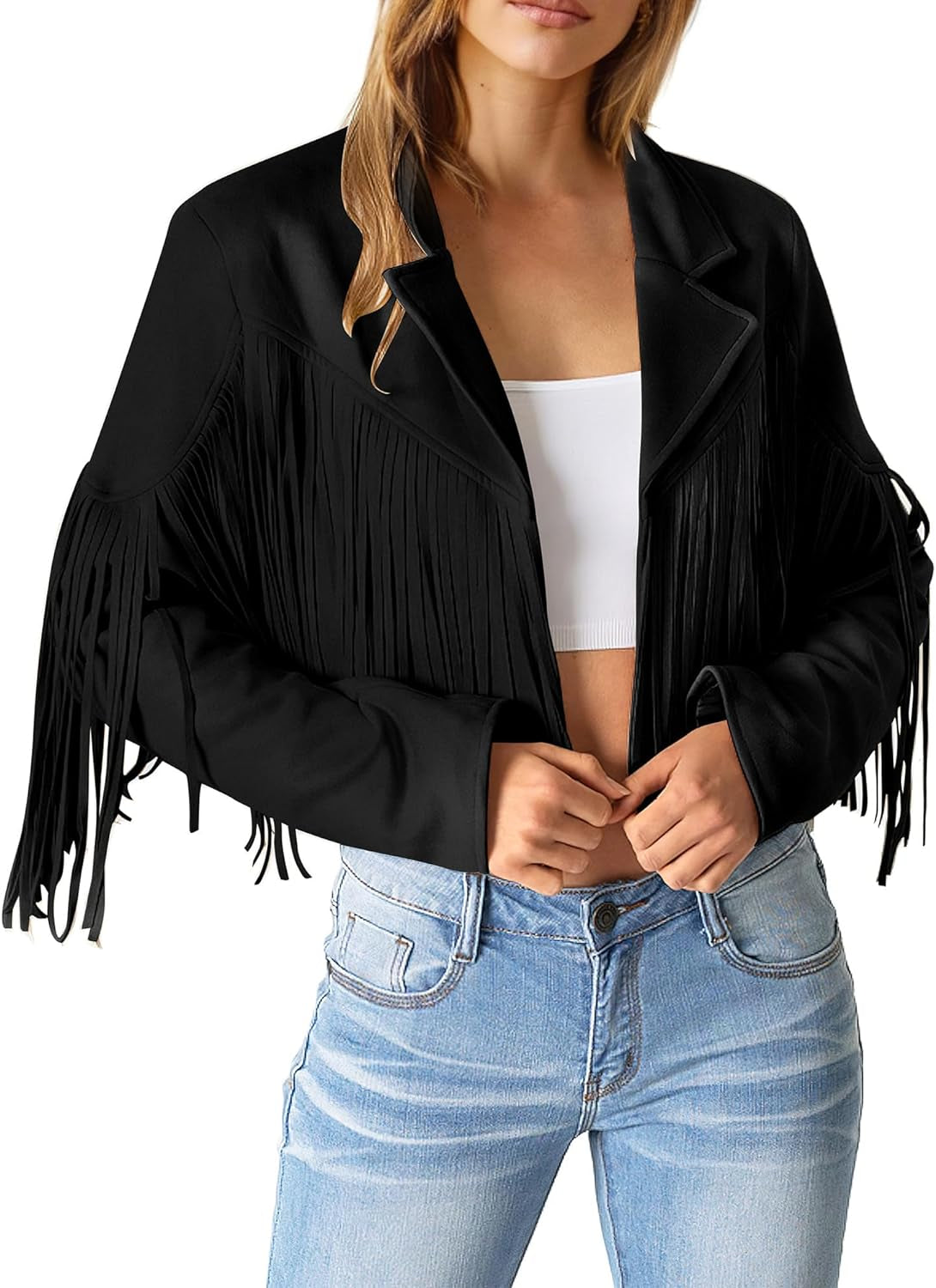 Women'S Fringe Faux Suede Leather Jackets 