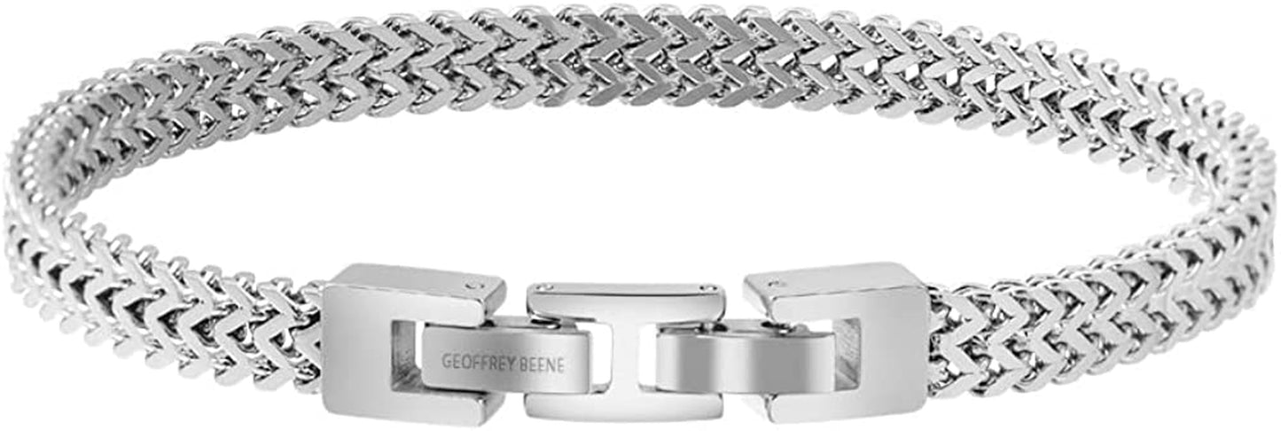 Men’S Stainless Steel Double Franco Chain Bracelet with Extension