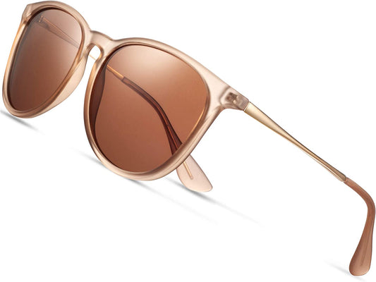 Sunglasses Womens Polarized UV Protection Trendy Vintage Retro round Mirrored Lens 
