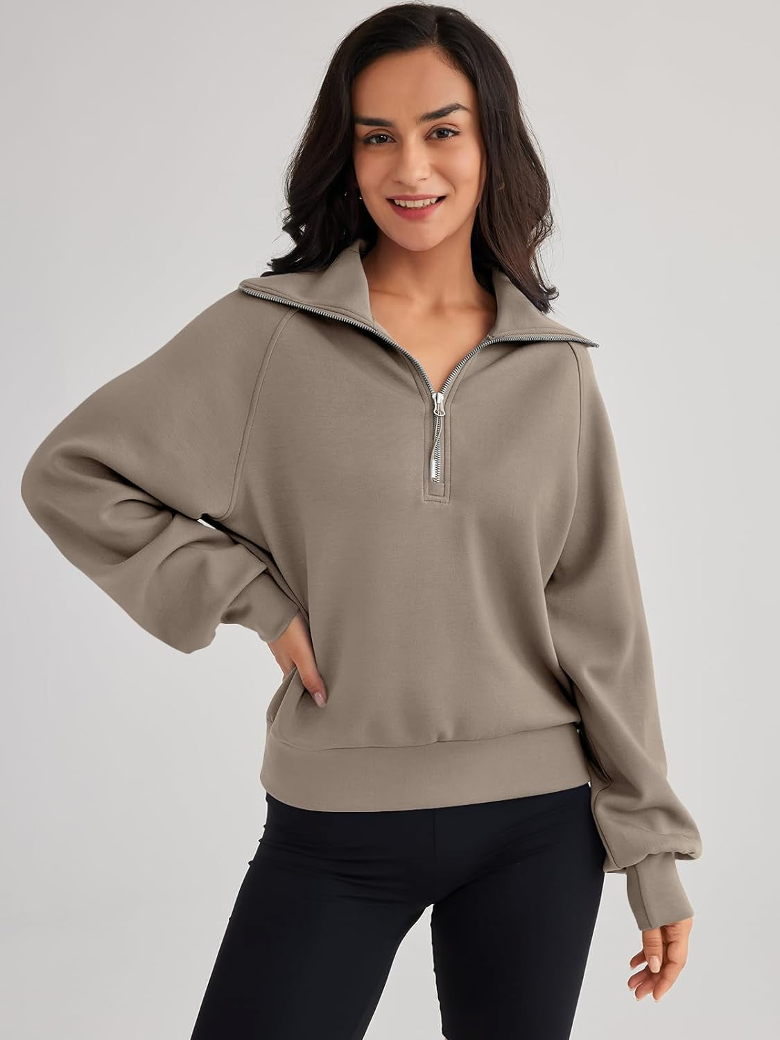 Womens Oversized Sweatshirts Half Zip Pullover Long Sleeve 