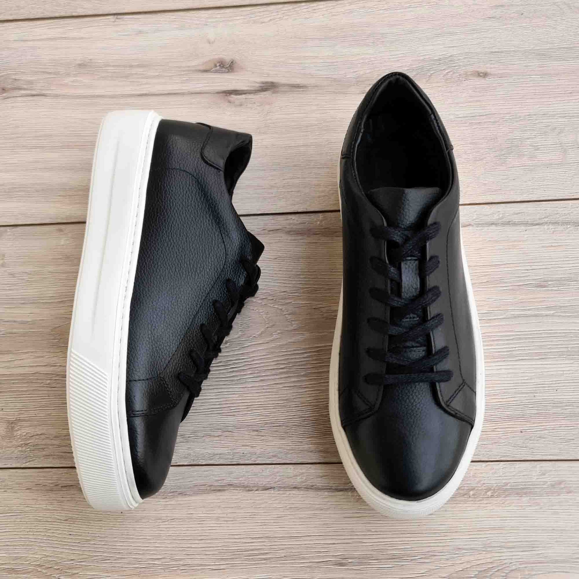 Leather Sneakers with High Platform Sole for Men