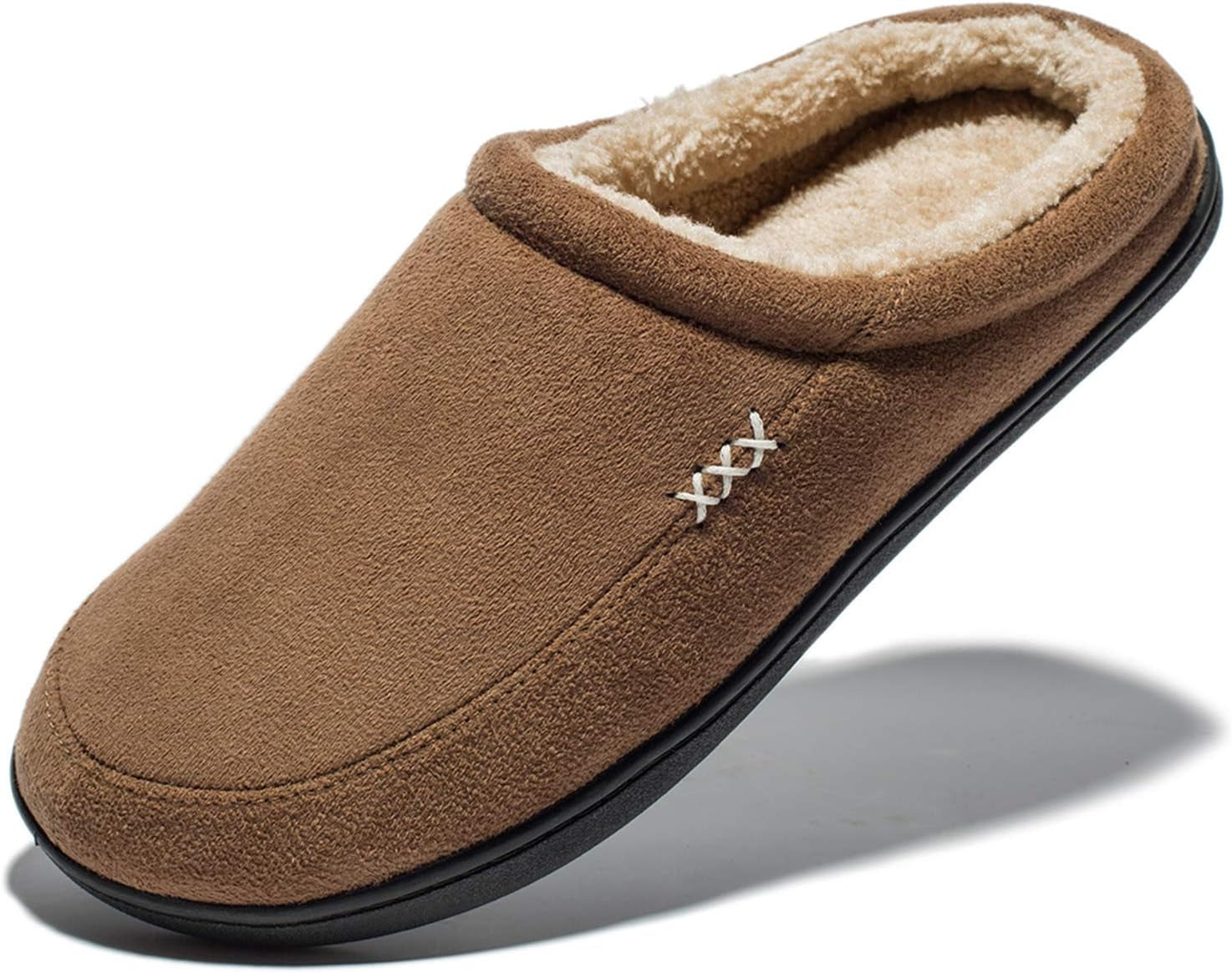 Men'S Warm Foam Suede Plush Lined Slip on Slippers