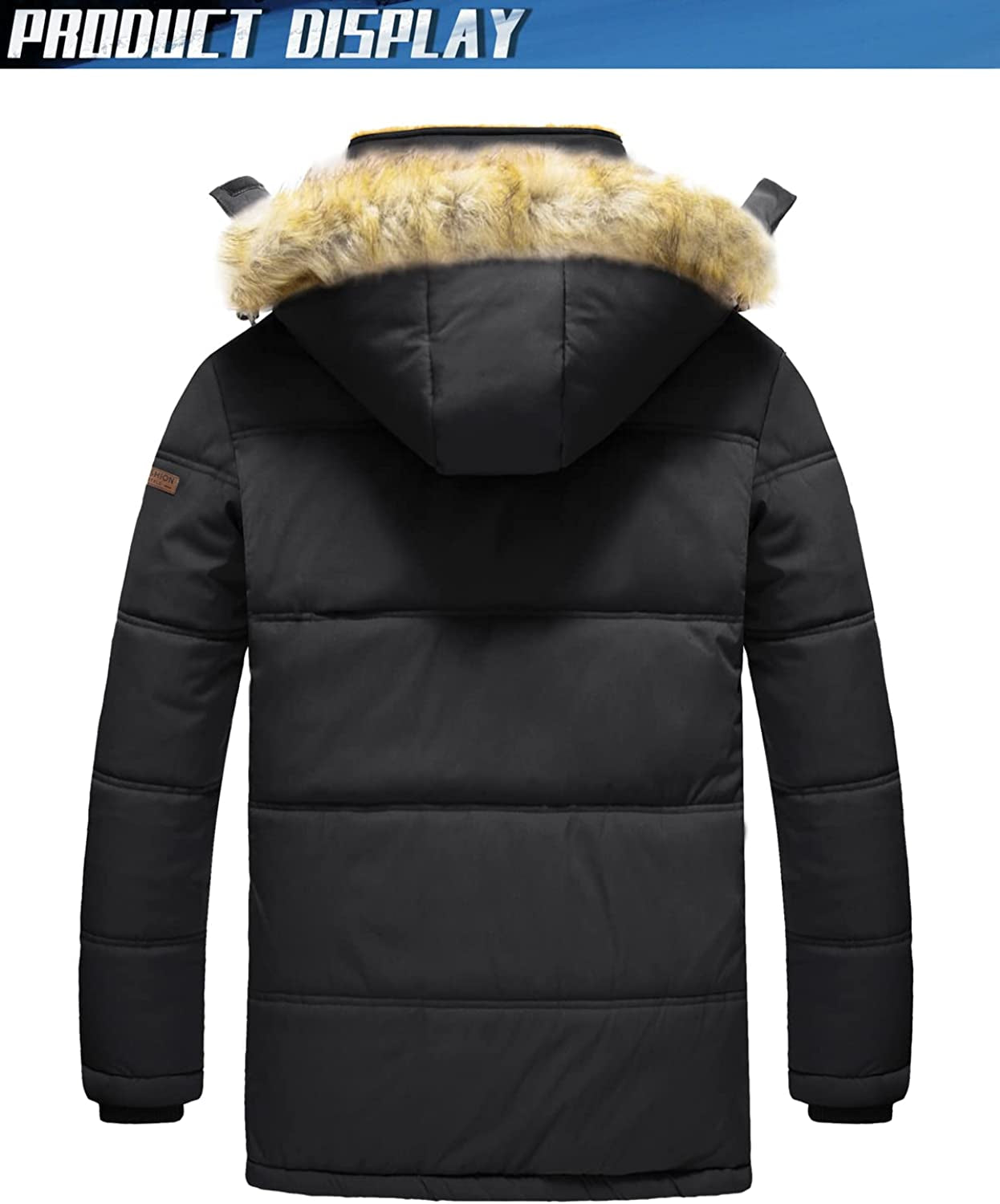 Men's Winter Jacket with Hood Water Repellent Windproof 