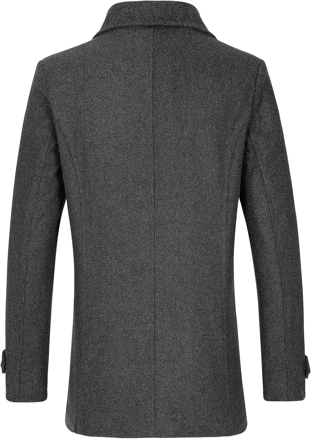 Grey Men'S Wool Blend Double Breasted Pea Coat 