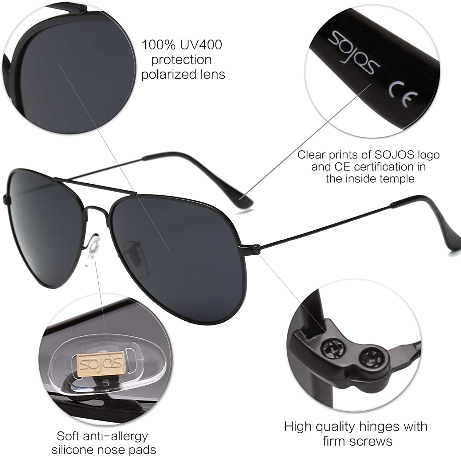 Classic Aviator Polarized Sunglasses for Men 