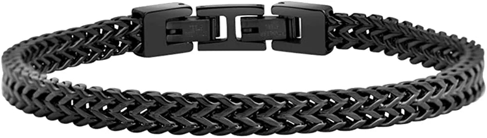 Men’S Stainless Steel Double Franco Chain Bracelet with Extension