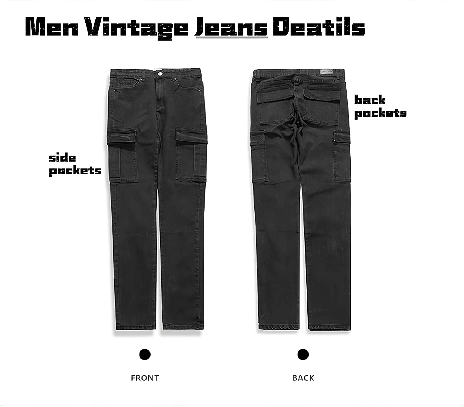 Mens Slim Fit Jeans 7 Pockets Stretch Skinny Denim Pencil Pants Nova Fashion