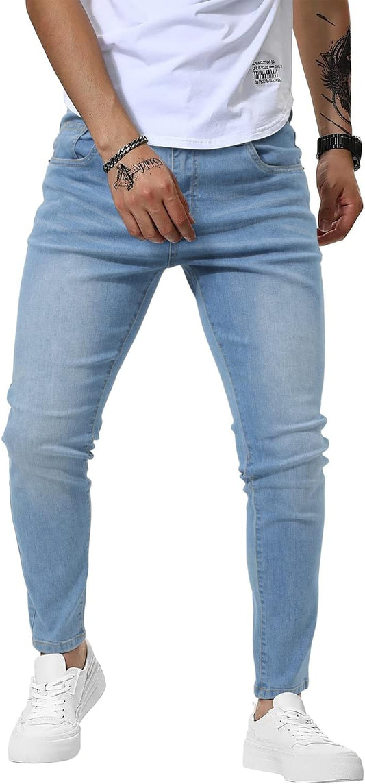 Men's Greybule Jeans Slim Fit Skinny Denim Stretch Tapered Jean Pants