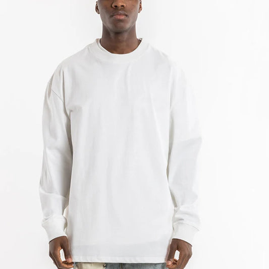 White Long Sleeve Classic Fit 100% Cotton Preshrunk T-Shirt 