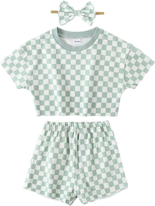 Toddler Girl Clothes Baby Girls Outfits 6M-5T Summer Floral Print Shirt+Shorts+Headband 3Pcs Baby Clothing