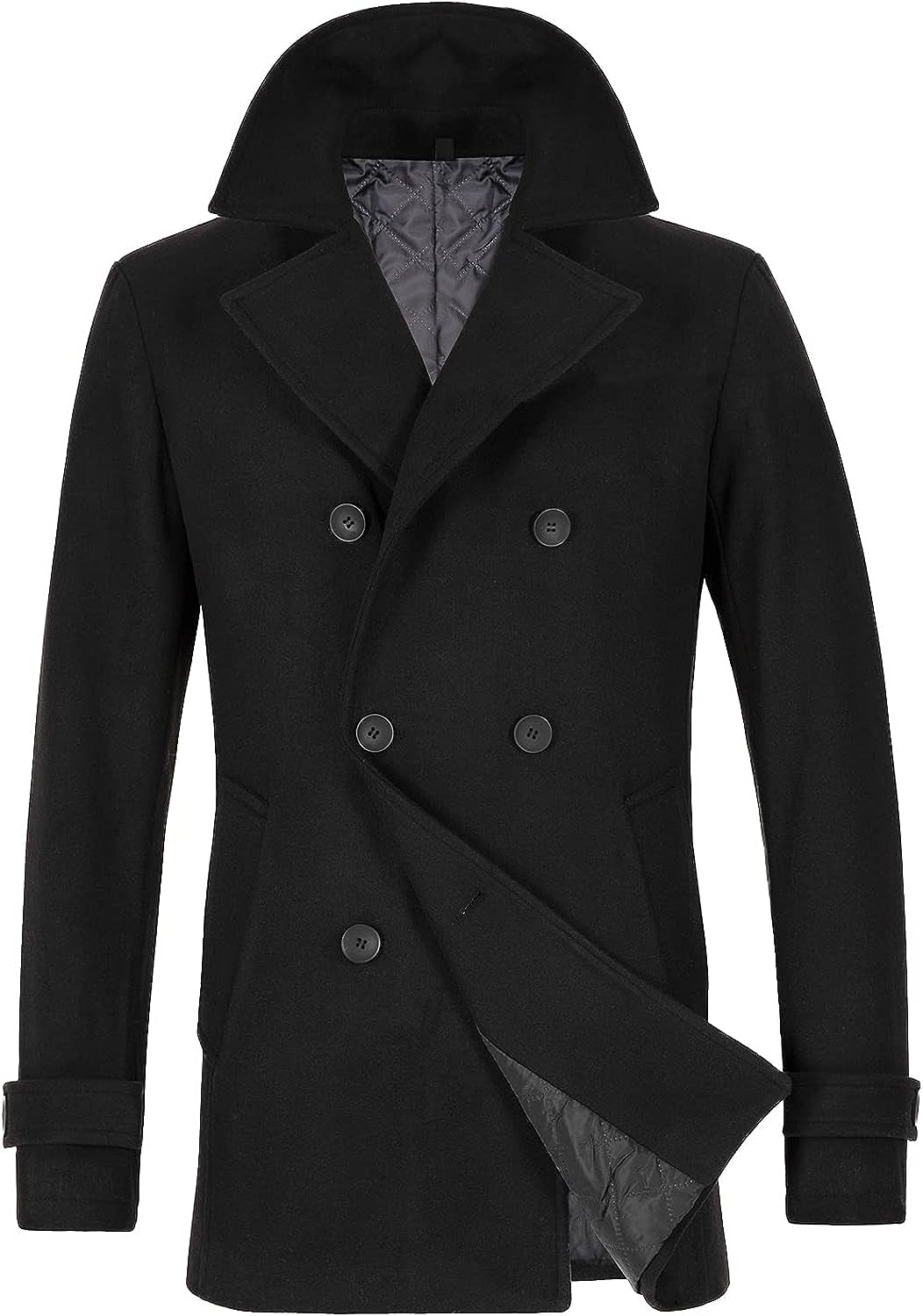 Men's Wool Blend Double Breasted Pea Coat 