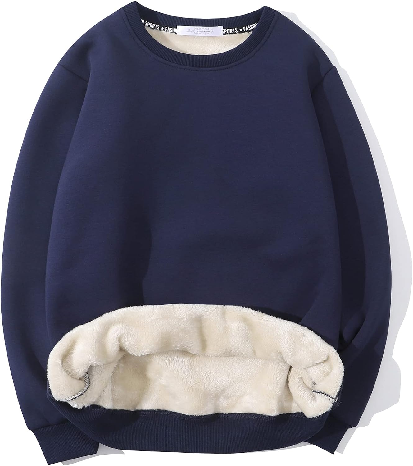 Men'S Crewneck Sweatshirt Warm Sherpa Lined Pullover Fleece 
