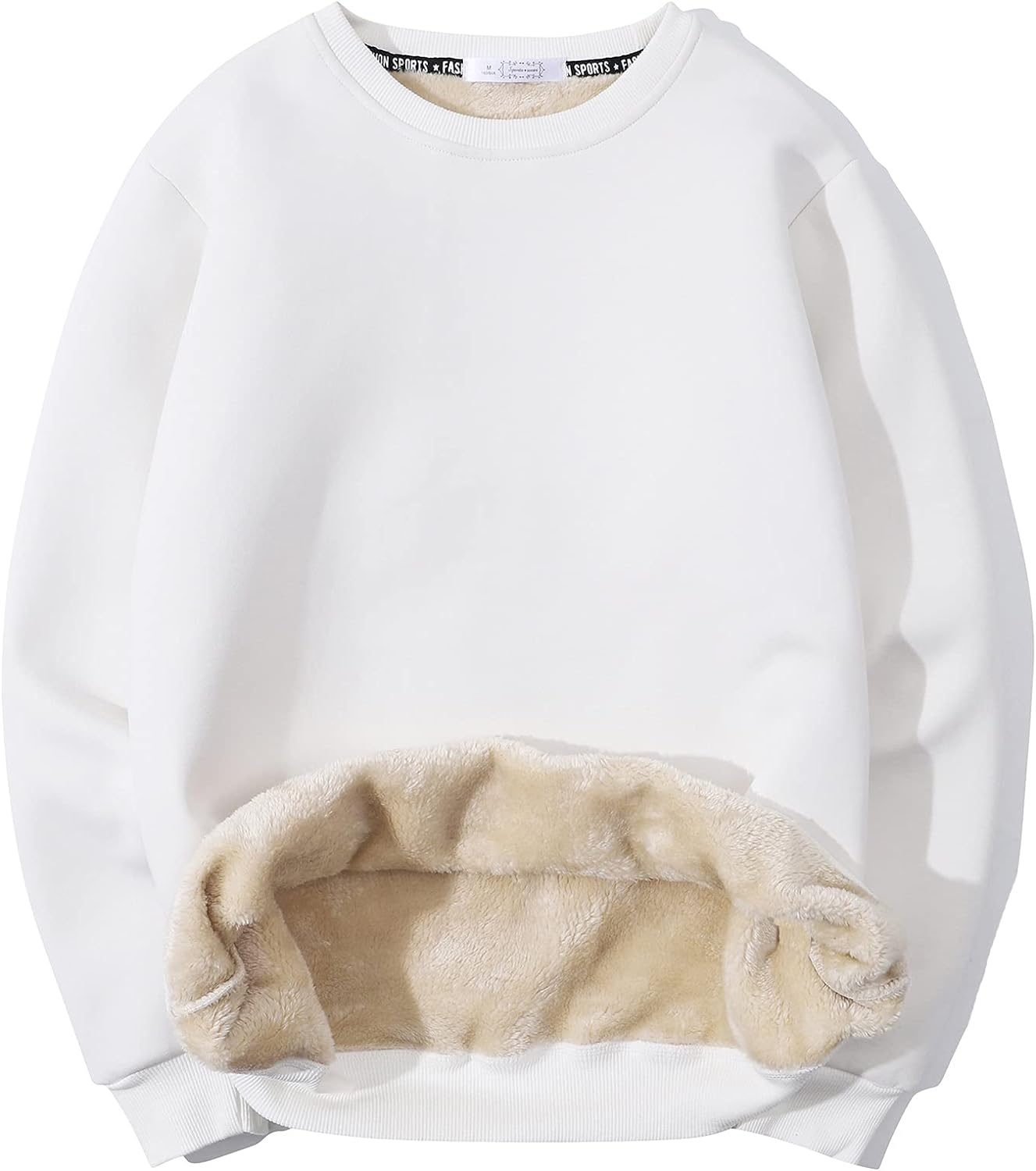 Men'S Crewneck Sweatshirt Warm Sherpa Lined Pullover Fleece 