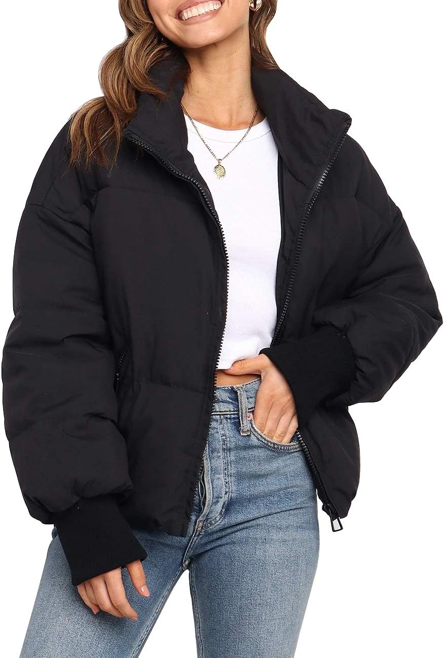 Women'S Winter Long Sleeve Zip Puffer Jacket