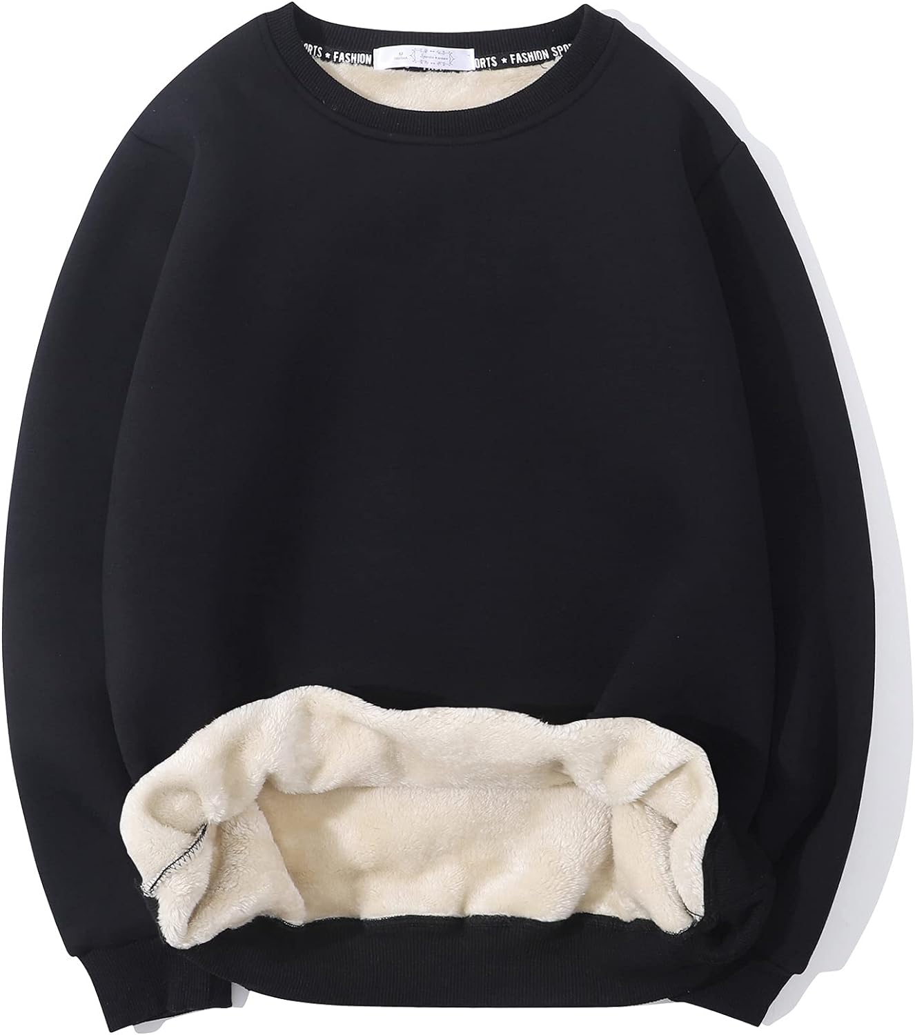 Men'S Crewneck Sweatshirt Warm Sherpa Lined Pullover Fleece 
