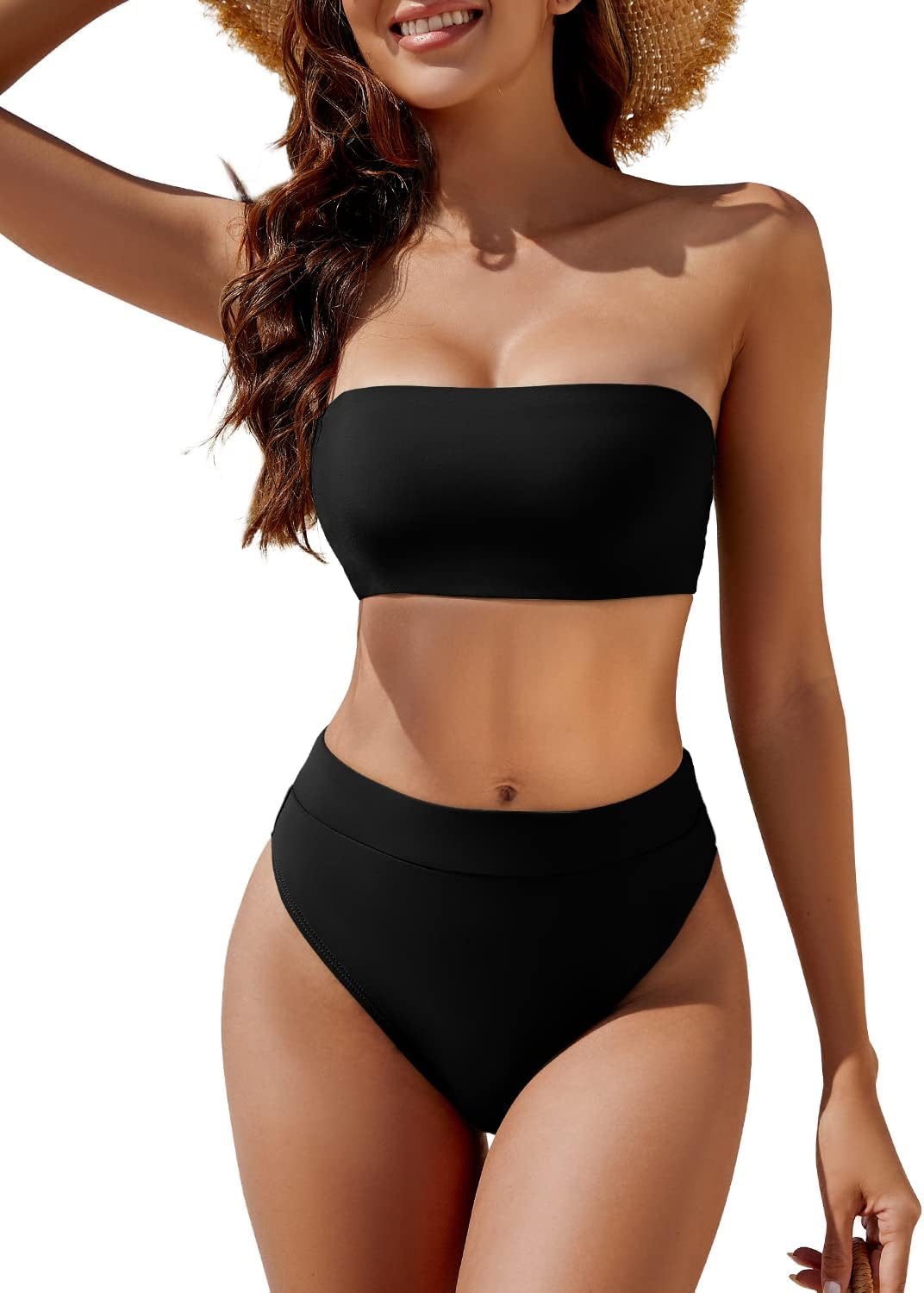 Women's Two-Piece Bandeau Bikini Swimsuit off Shoulder 